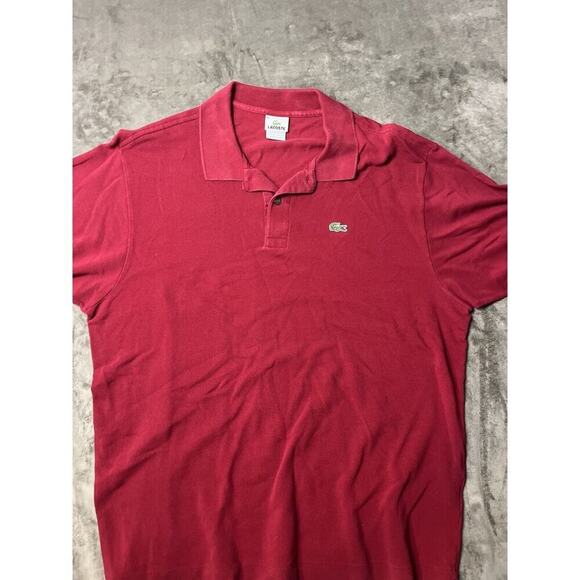 Lacoste Polo Shirt Mens 8 XL Red Cotton Collared Shirt France Crocodile Logo - Picture 1 of 6